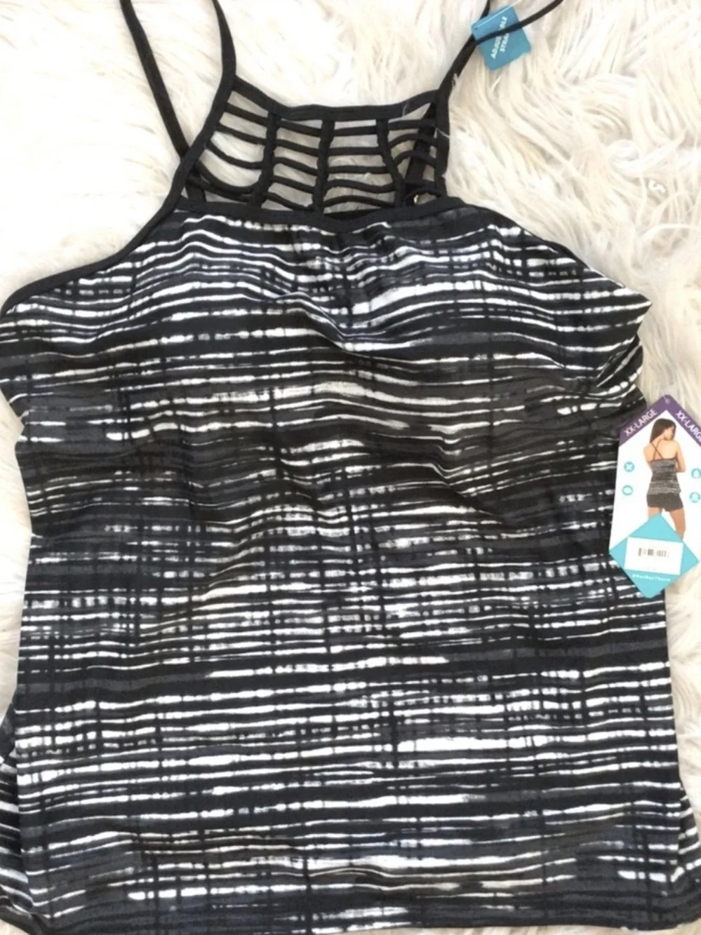 NWT Free Country High Neck Caged Tankini Top